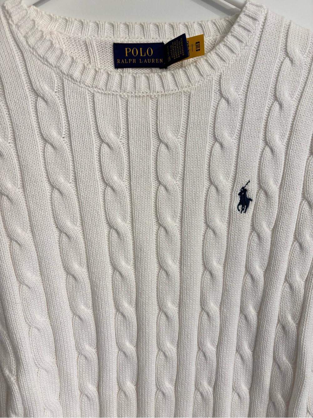 Ralph Lauren White Cable-Knit Crew Sweater - Picture 2 of 5